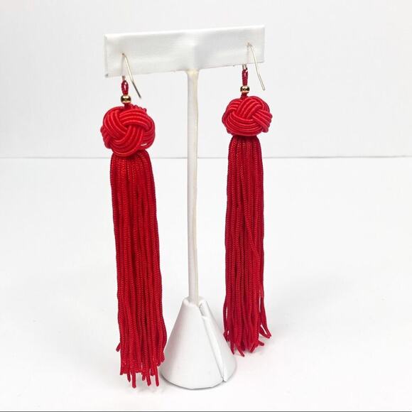 Red Long Tassel Women Earrings BRAND NEW - Picture 4 of 4
